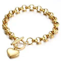 GENERICO - Pulsera Corazón Mujer Dorado chuncky