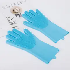 GENERICO - Guante de Limpieza Tipo Cepillo de Silicona Multiuso Celeste