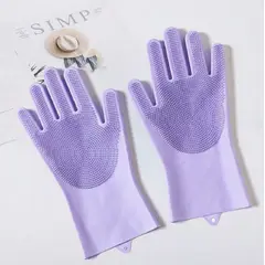 GENERICO - Guante de Limpieza Tipo Cepillo de Silicona Multiuso Morado