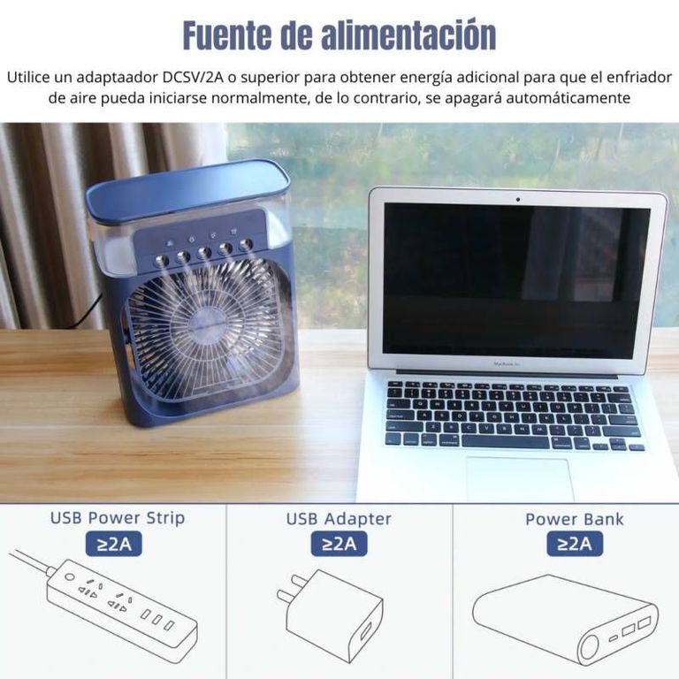 Enfriador Aire Acondicionado Ventilador Portatil Humidificador Azul Marino