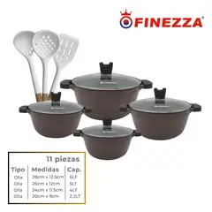 FINEZZA - JUEGO DE OLLAS EN GRANITO 11 Pzas