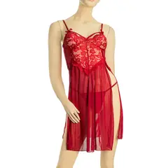 GENERICO - Sexy Lencería Mujer con Tiras de Encaje - Color Rojo Talla S