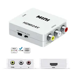MINI - Convertidor Adaptador HDMI a AV RCA 1080p Full HD Video blanco