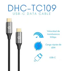 HP - Cable de Carga Rápida Tipo C USB-C 15M Acabado Aluminio DHC-TC109