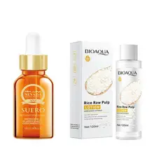 BIOAQUA - Ricino Aceite de castor y LOCIÓN FACIAL ARROZ