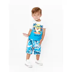 NICKELODEON - CONJUNTO POLO Y SHORT NIÑO BABY SHARK TALLA 5T