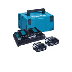 MAKITA - Set de 2 Baterías 18V LXT 5.0 Ah + Cargador Doble + MakPac
