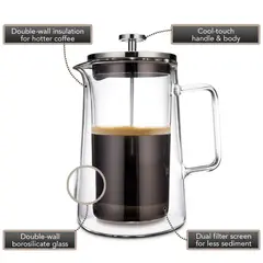 GENERICO - Cafetera de prensa francesa grueso de doble pared 350 ml