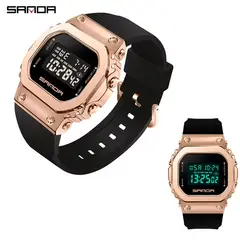 SANDA - RELOJ DIGITAL HOMBRE NEGRO DORADO 9006