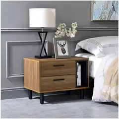 VENTITAS HOME - Velador Nórdico Toccara 2 Cajones Color Gales