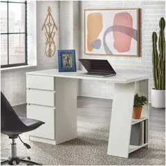 VENTITAS HOME - Escritorio Moderno Kahlen 3 Cajones Color Blanco