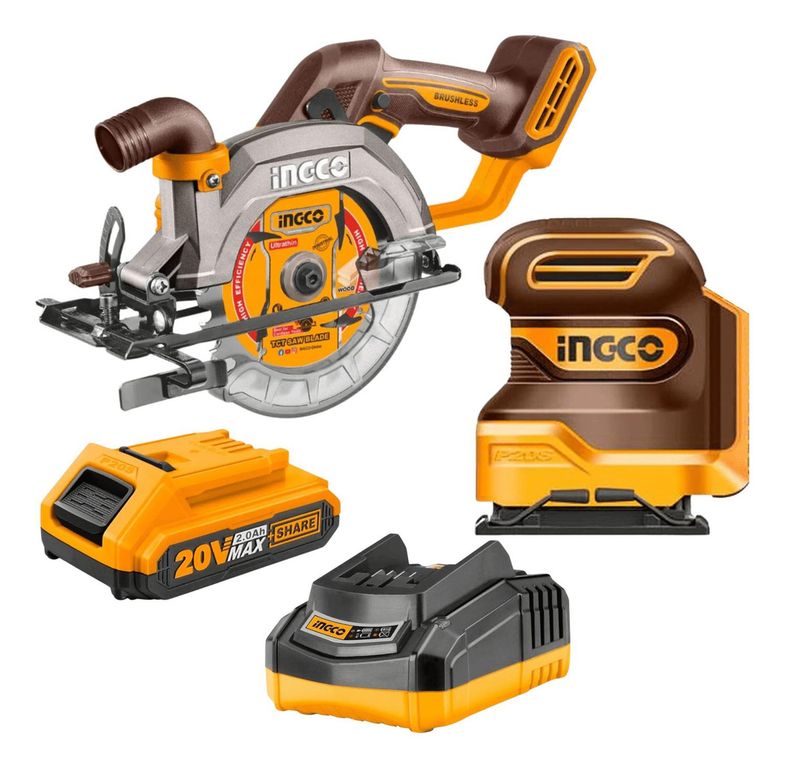 Combo lijadora orbital 20v + sierra circular 20v Ingco
