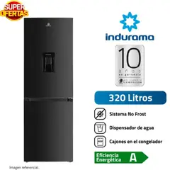 INDURAMA - REFRIGERADORA 251 A 350 LT RI-639DN BOTTOM FREEZER NEGRO