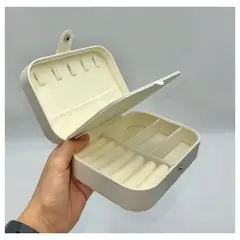 GENERICO - Joyero Organizador de Joyas Portátil Cofre Premium Gris Claro