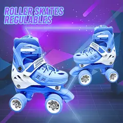 GENERICO - PATINES PARA NIÑO REGULABLE TALLA S 31- 34 CELESTE