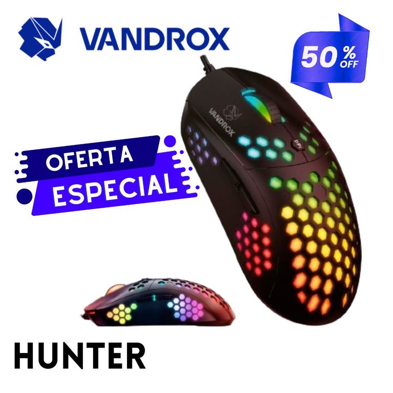 MOUSE GAMER CON CABLE ERGONOMICO HUNTER VANDROX