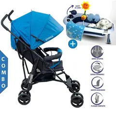 COSCO - Coche Bastón Emma Azul +Bañera con Accesorios