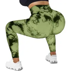 FITNESS - Leggings cintura alta para levantamiento de glúteos Scrunch tie dye