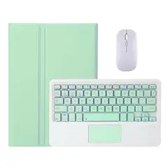 FUNDAANTIGOLPES - Funda con Teclado + mouse para Tablet Samsung S7 FE 12.4" Verde Agua