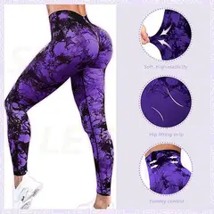 FITNESS - Leggings cintura alta para levantamiento de glúteos Scrunch tie dye