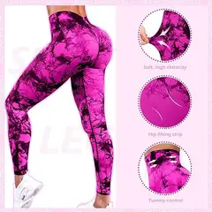 FITNESS - Leggings cintura alta para levantamiento de glúteos Scrunch tie dye