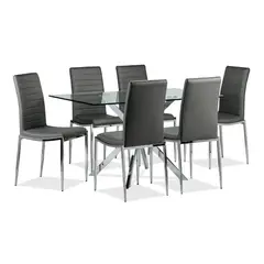 CENTRAL DECCO - COMEDOR 6 SILLAS GLASGOW GRIS CLARO