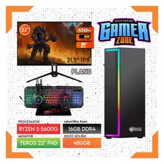 AMD - Computadora PC GAMER RYZEN 5 5600G RAM 16GB SSD 480GB Monitor 22" FULL HD
