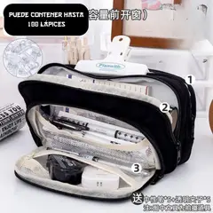 GENERICO - Cartuchera Traveler con múltiples cierres y gran capacidad - negro