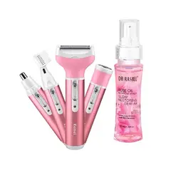 KEMEI - Afeitadora 4 en 1 + Suero Facial Aceite de Rosas
