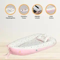 CUZKA - Nido Colecho para Bebé «QUEEN» Osos Pink