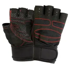 GENERICO - Guantes con muñequera par de guantes NEGRO TALLA S