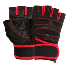 GENERICO - Guantes con muñequera par de guantes ROJO TALLA S