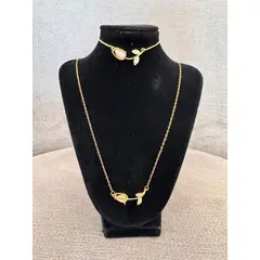 GENERICO - Collar y pulsera de tulipán dorado y blanco para mujeres y niñas
