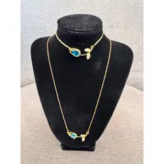 GENERICO - Collar y pulsera de tulipán dorado y morado para mujeres y niñas