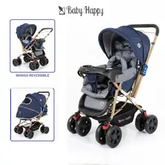 BABY HAPPY - Coche Cuna Doble Acolchado con Mango Reversible Yodie