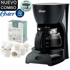 OSTER - Cafetera BVSTDCDR5B De 4 Tazas + Set de tazas