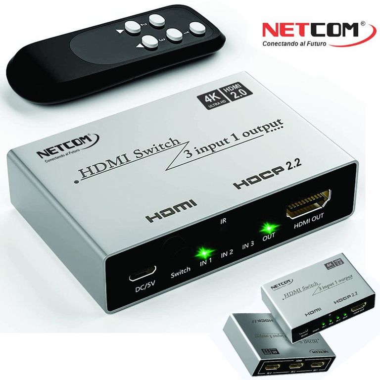 Switch HDMI 2.0 3 Puertos 4K 60Hz 3D HDR HDCP 2.2 3x1 18GBps