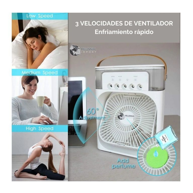 Ventilador Aire Acondicionado Portatil 3 En 1 Enfriador Humificador