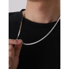 FERGUELLE - Collar De Acero Flat Plateado de Hombre -