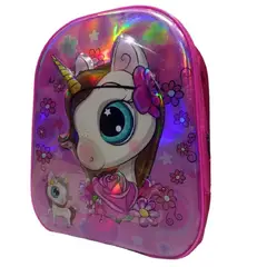 GENERICO - Mochila Niñas Rosado Unicornio Brillos + Llavero de Regalo