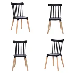 OFIDEAS - Silla De Comedor Negro Polipropileno Paquete X 4 Unid -