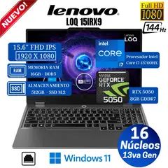 LENOVO - Laptop LOQ 15IRX10 15.6" FHD IPS, Core i7-13700HX, Ram 16GB, Ssd 512GB, Rtx 5050 8GB, Win 11