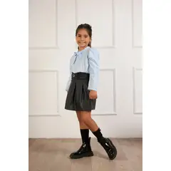 KIDS MASHMELO - Blusa de Cuadros con Lazo en el Cuello para Niña