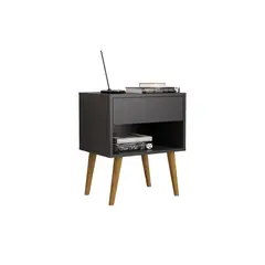 VENTITAS HOME - Velador Vintage Praga 1 Cajón Color Negro