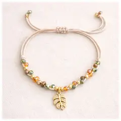 FERNANDA ROMERO JOYAS Y ACCESORIOS - Pulsera Hoja - Enseñanza - Tejida a Mano Cristales engastados y Acero