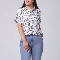 MOCALY - Blusa Mujer Lino Manga Corta Regular Fit