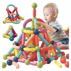 GENERICO - Juego Didáctico de Bloques Magnéticos de 64 Pz para Niños as