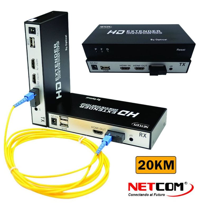 Extensión Extender HDMI fibra optica KVM Hasta 20K 1080 USB