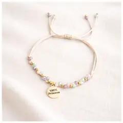 FERNANDA ROMERO JOYAS Y ACCESORIOS - Pulsera 100% Princesa Beige Tejida a Mano Cristales engastados y Acero