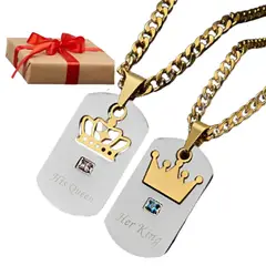 NO LOGO - Collar De Pareja Rey Y Reina Regalo Especial + Estuche
